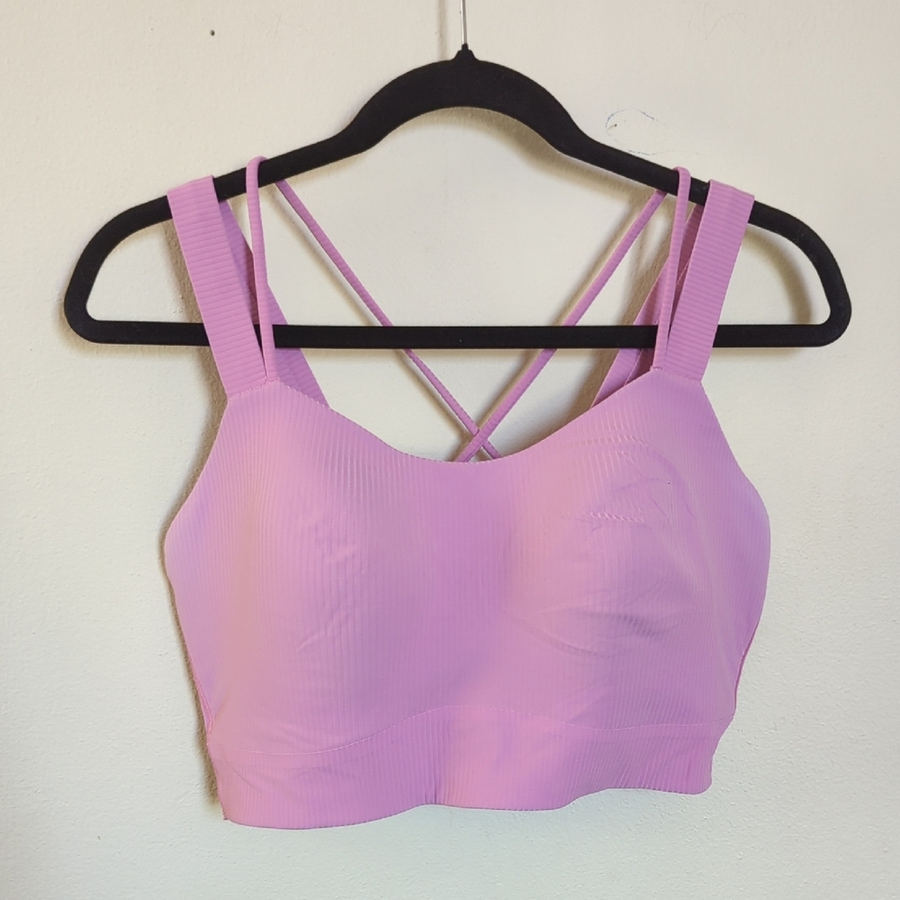 Lululemon Like a Cloud Longline Ribbed Bra Dahlia Mauve Light Support Size 12